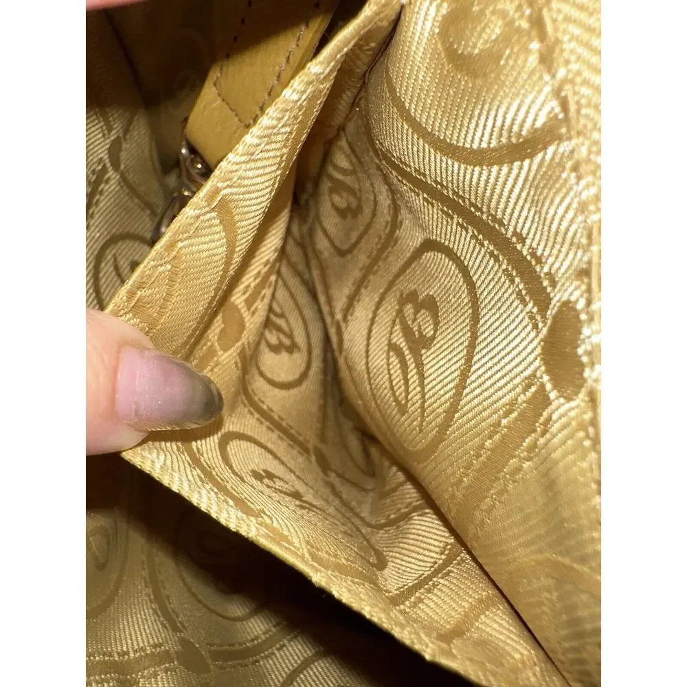Brighton Straw Yellow Leather‎ Flower Handbag Top Handle Bag Boho Shabby Chic